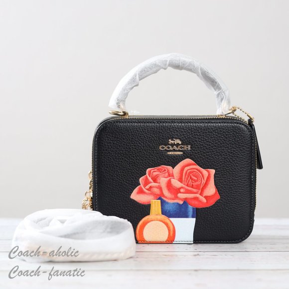 NWT CQ047 Coach X Tom Wesselmann Box Crossbody Leather Black Multi - Picture 1 of 10